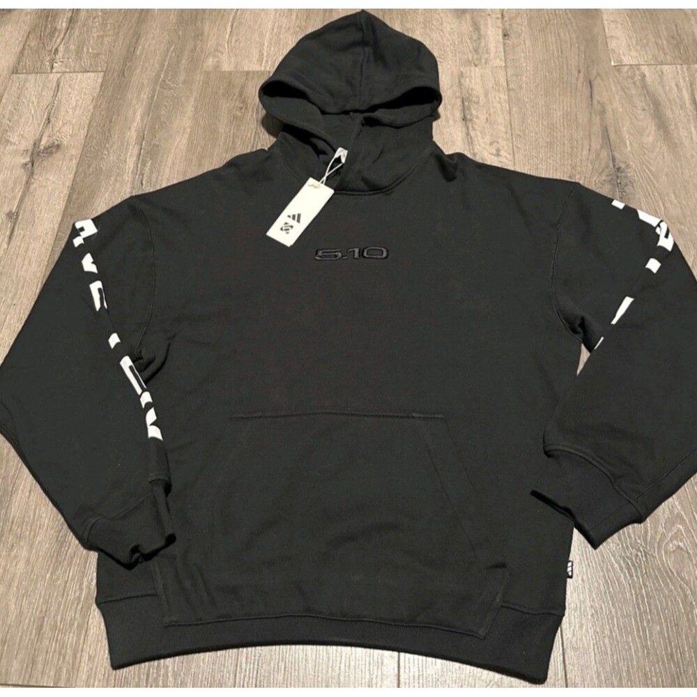 Adidas Five Ten Retro Logo Heavyweight Hoodie Loose Black Unisex Sz M KB0059